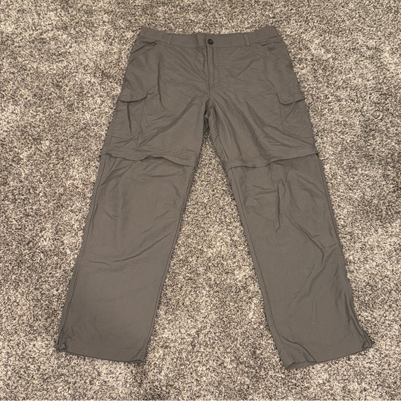 Cabela’s Convertible Cargo Pants Men 36x30 Belted Ankle Zip Hiking Light Gray - Picture 1 of 7